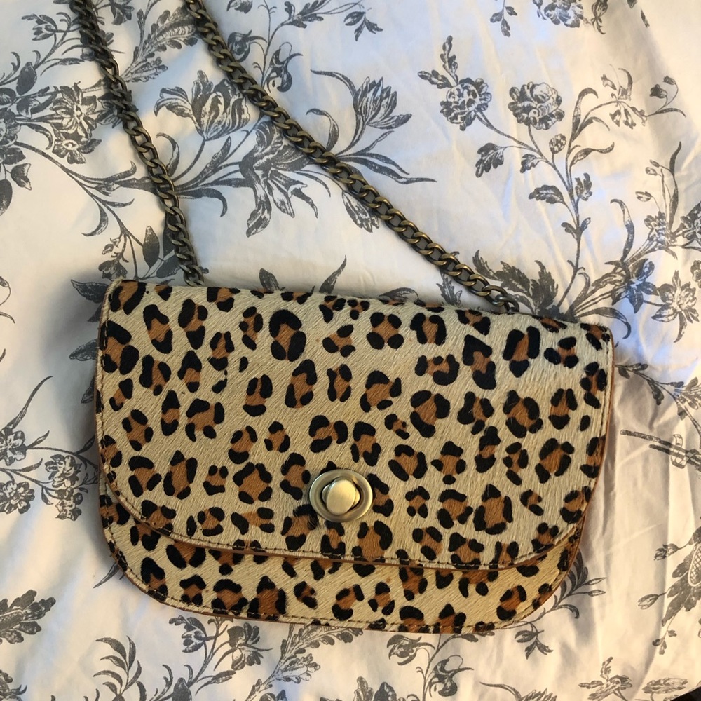 Leopard calf hair purse
